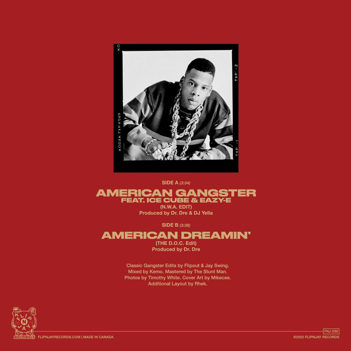 Jay-Z Classic Gangster Edits By Flipout & Jay Swing – American Gangster / American Dreamin 7-Inch