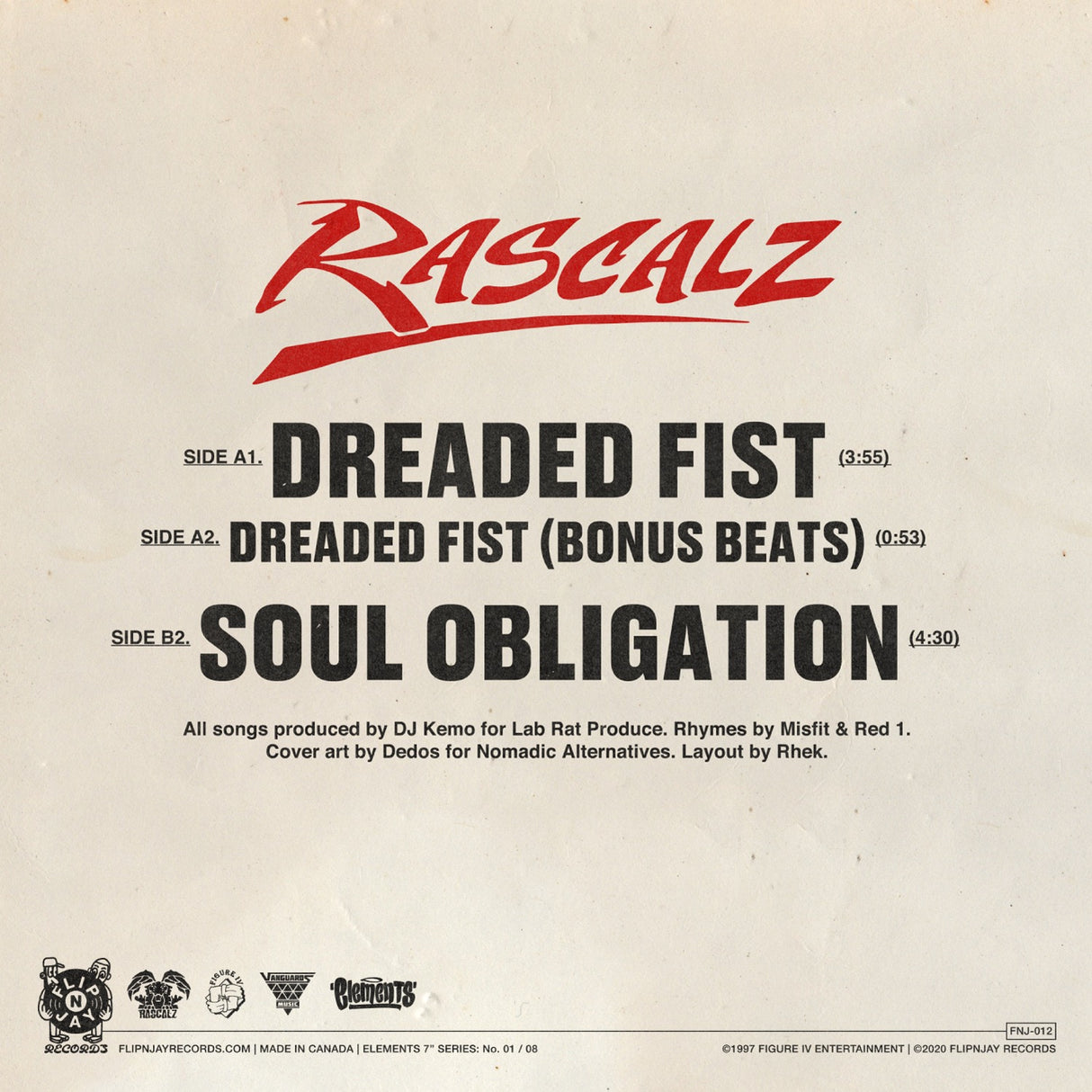 Rascalz - Dreaded Fist / Soul Obligation 7-Inch